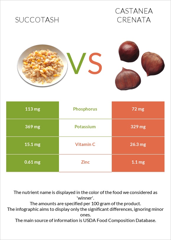Succotash vs Castanea crenata infographic