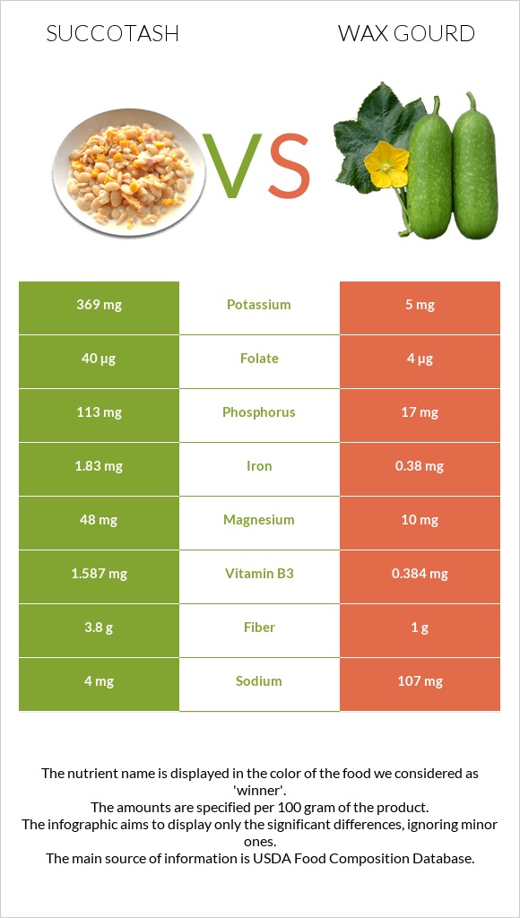 Succotash vs Wax gourd infographic