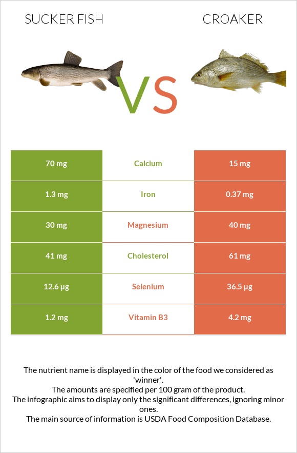 Sucker fish vs Croaker infographic