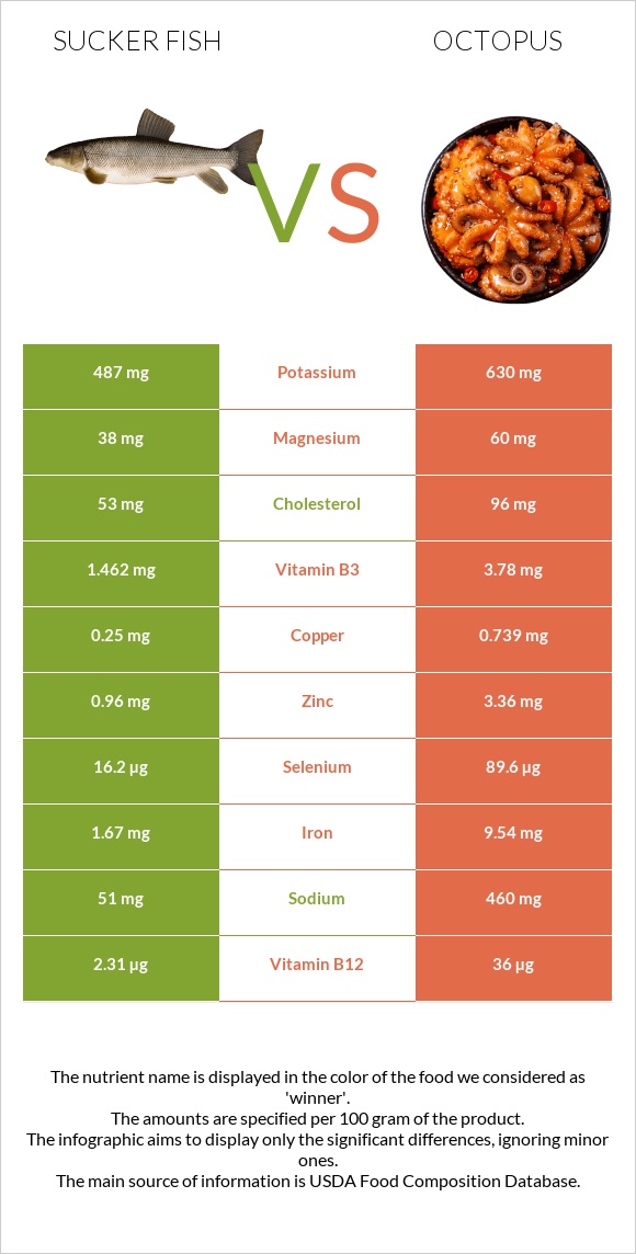 Sucker fish vs Octopus infographic