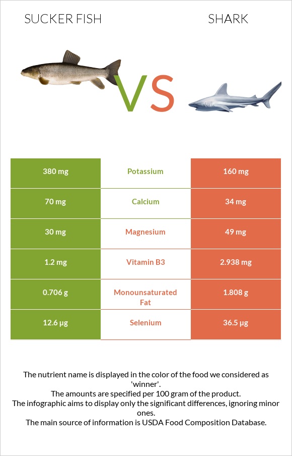 Sucker fish vs Shark infographic