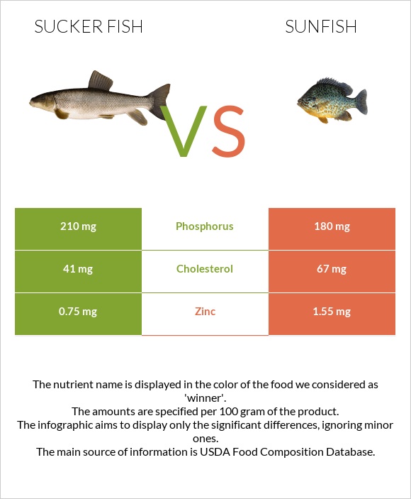 Sucker fish vs Sunfish infographic