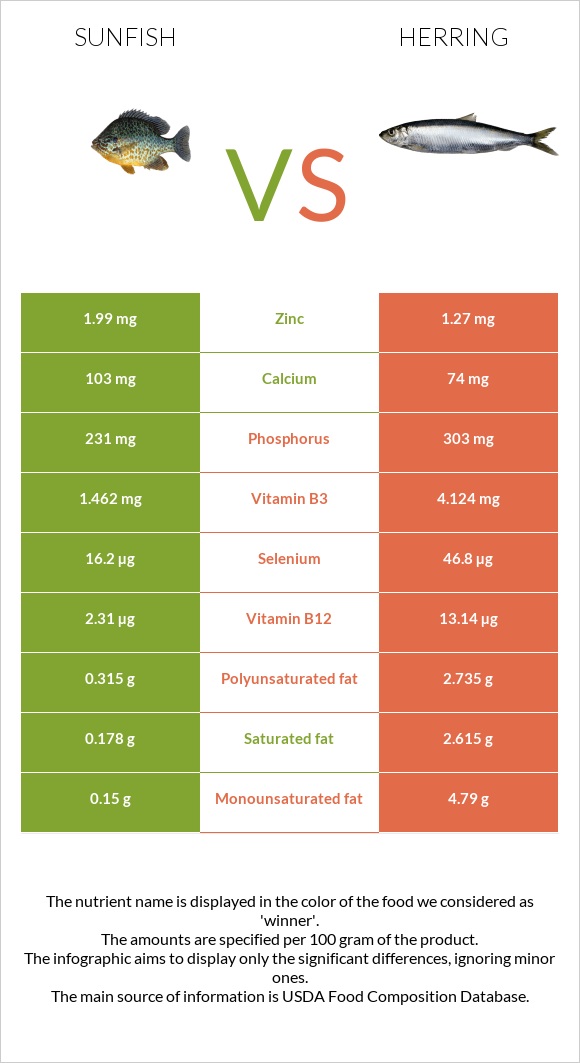 Sunfish vs Herring infographic