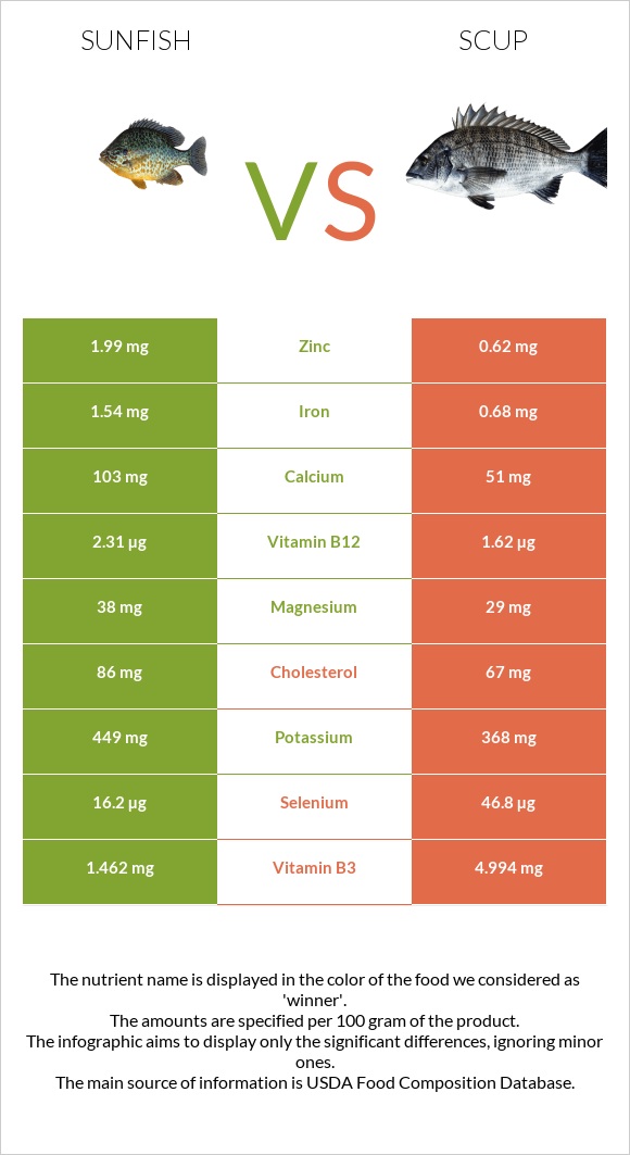Sunfish vs Scup infographic