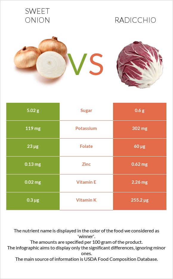 Sweet onion vs Radicchio infographic