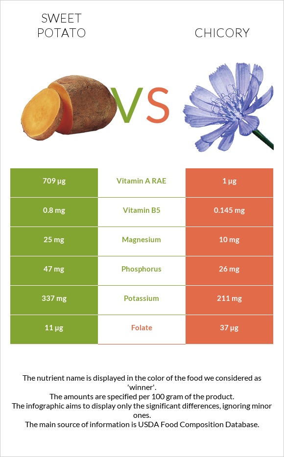 Sweet potato vs Chicory infographic