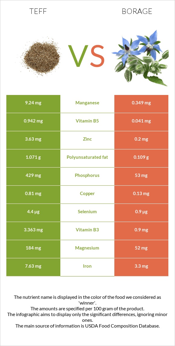 Teff vs Borage infographic