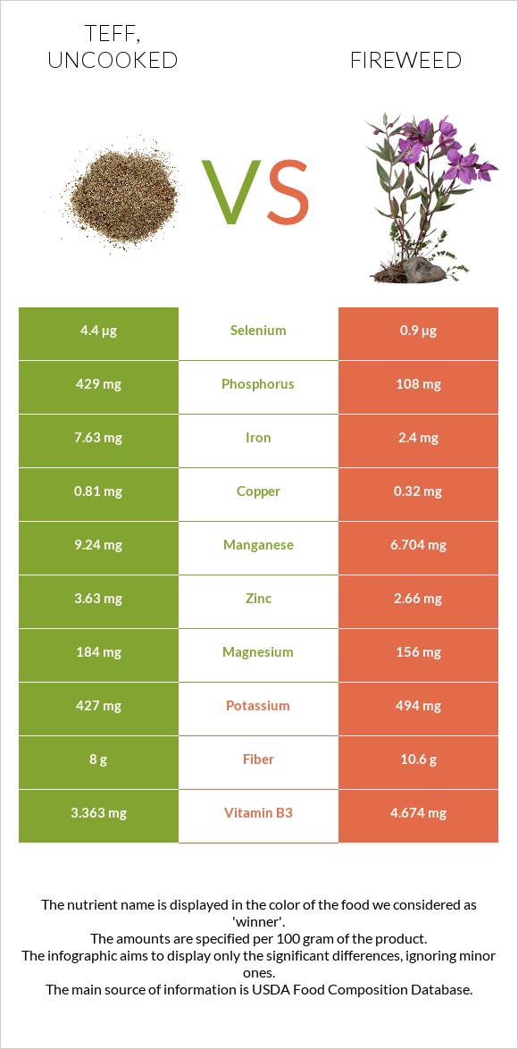Teff vs Fireweed infographic