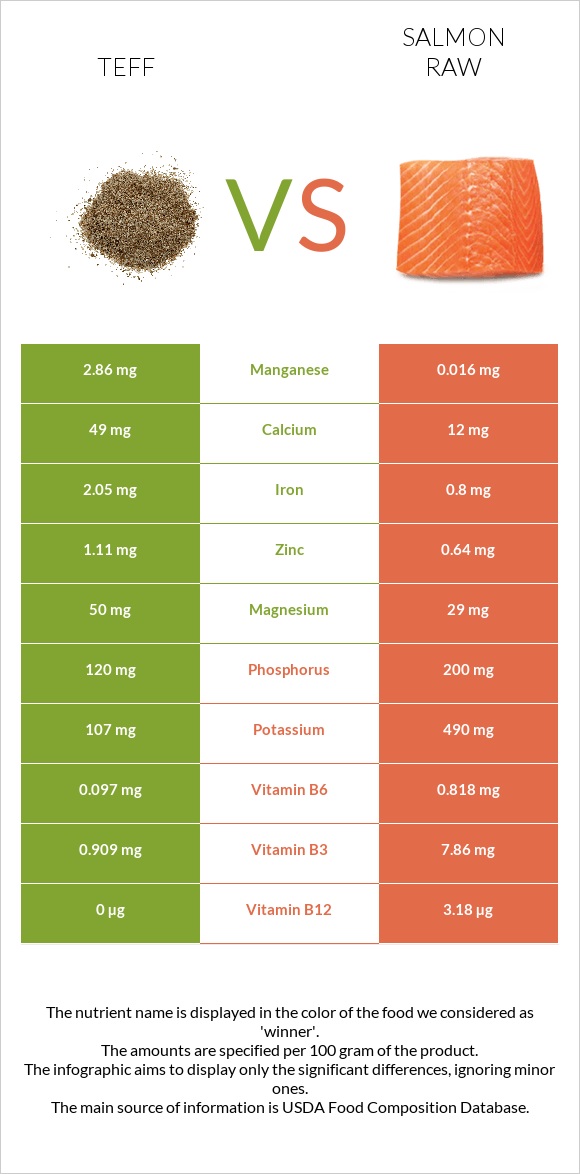 Teff vs Salmon raw infographic