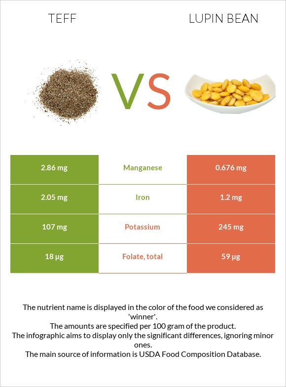 Teff vs Lupin Bean infographic