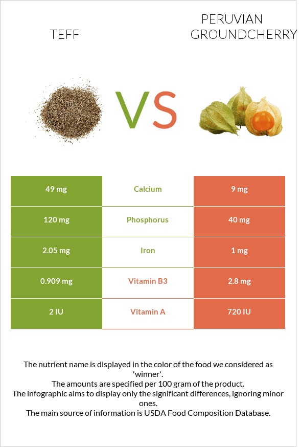 Teff vs Peruvian groundcherry infographic