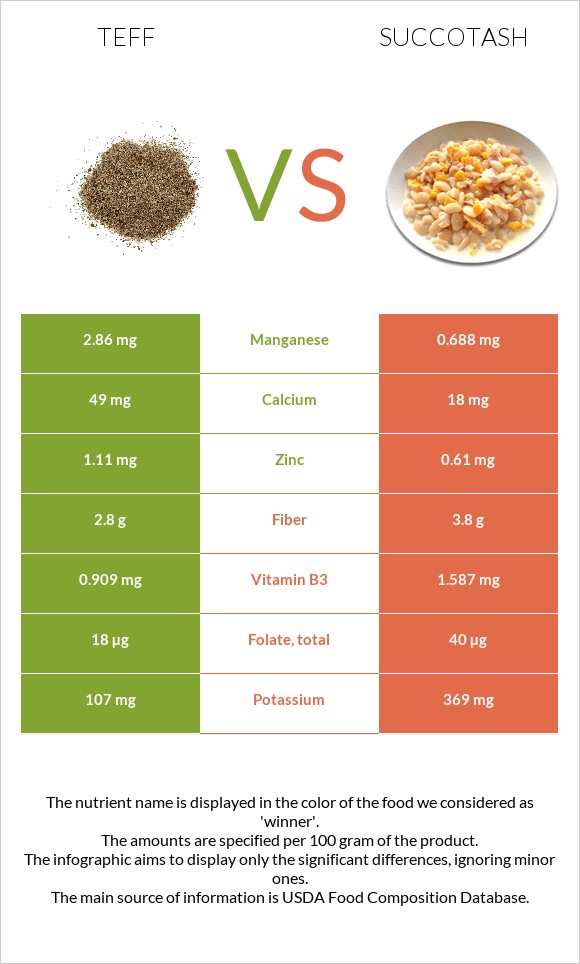 Teff vs Succotash infographic
