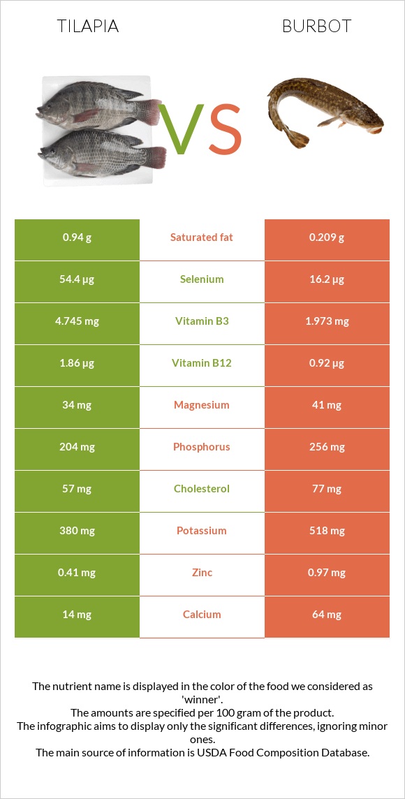 Tilapia vs Burbot infographic