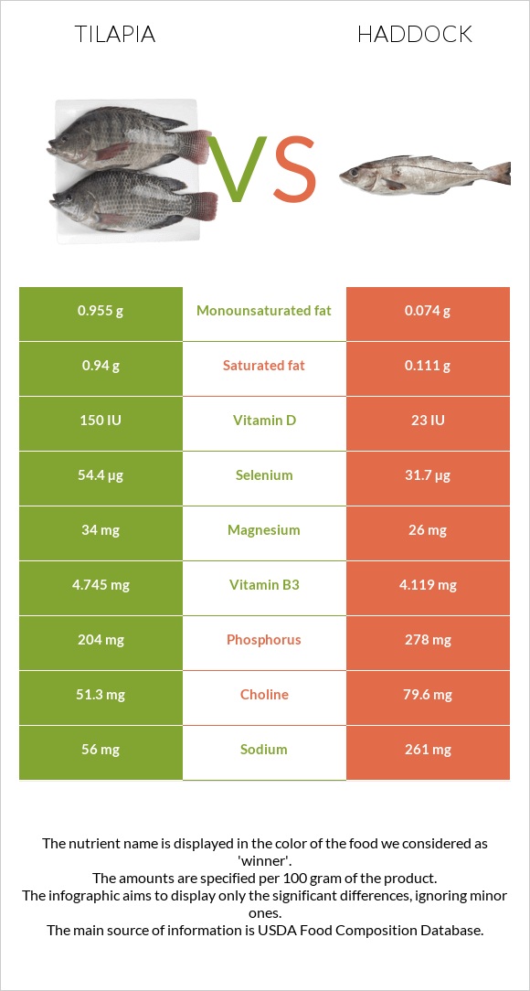 Tilapia vs Haddock infographic