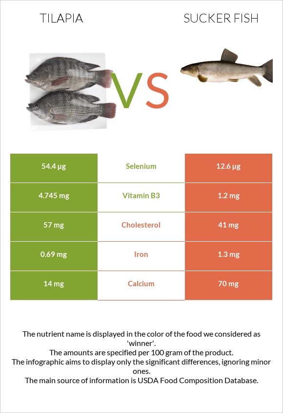 Tilapia vs Sucker fish infographic
