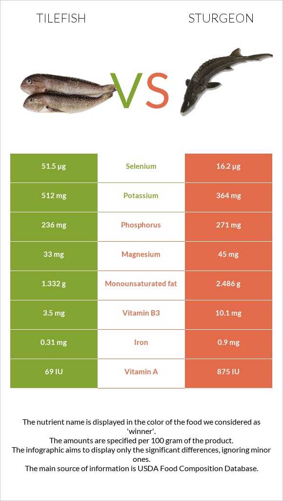 Tilefish vs Sturgeon infographic