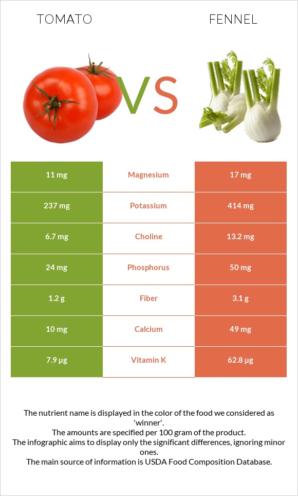 Լոլիկ vs Ֆենխել infographic