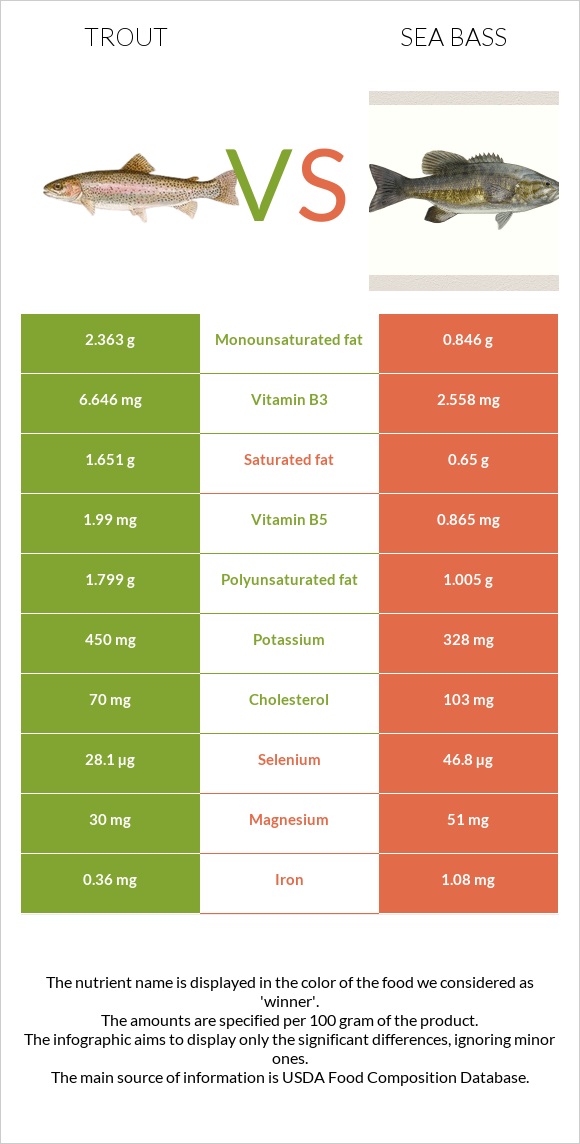 Trout vs Sea bass infographic