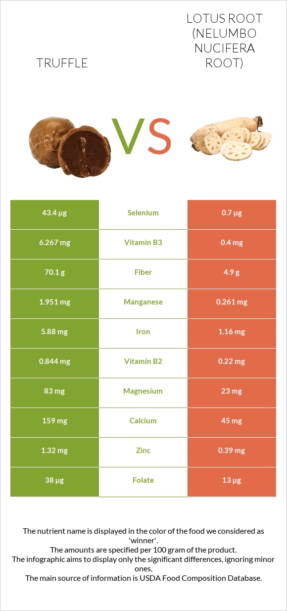 Truffle vs Lotus root infographic