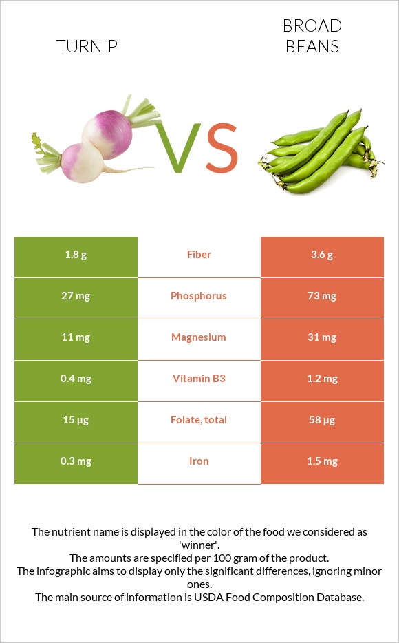 Turnip vs Broad beans infographic