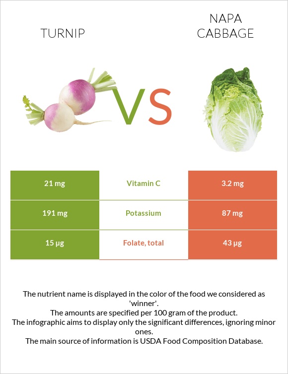 Turnip vs Napa cabbage infographic