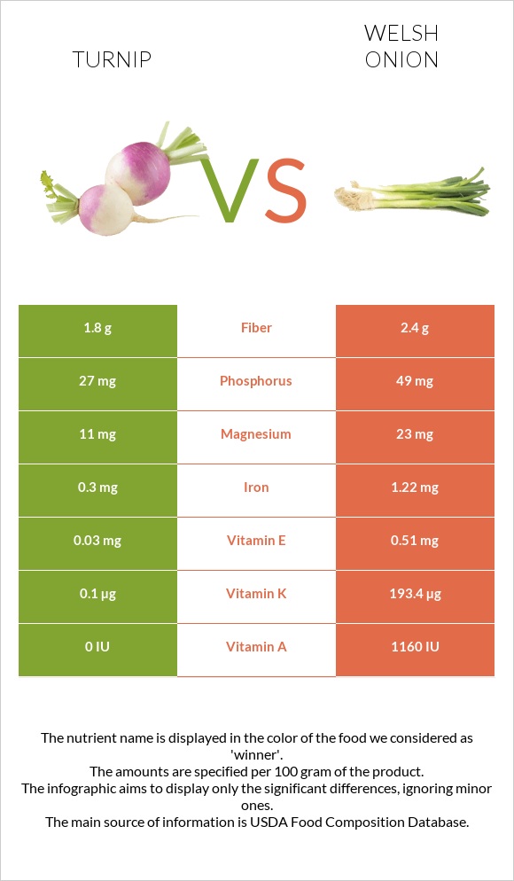 Turnip vs Welsh onion infographic