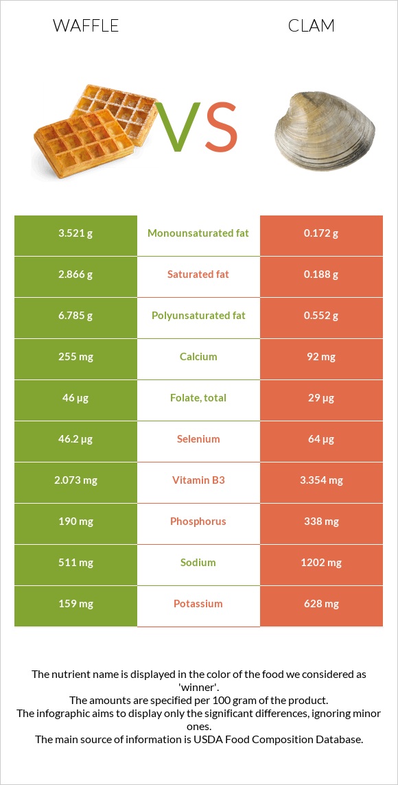 Waffle vs Clam infographic