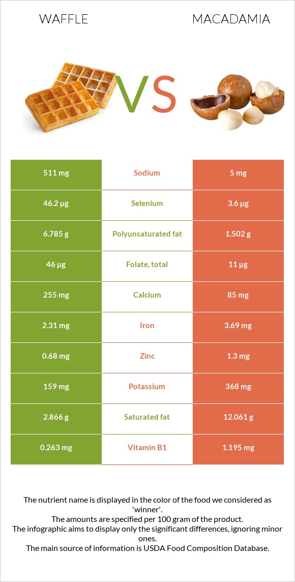 Waffle vs Macadamia infographic