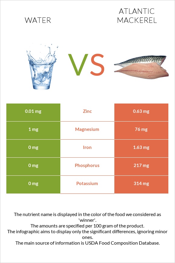 Water vs Atlantic Mackerel infographic