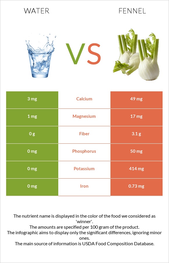 Water vs Fennel infographic