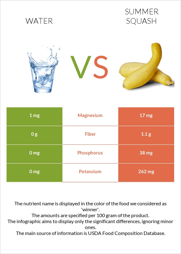 Water vs Summer squash infographic