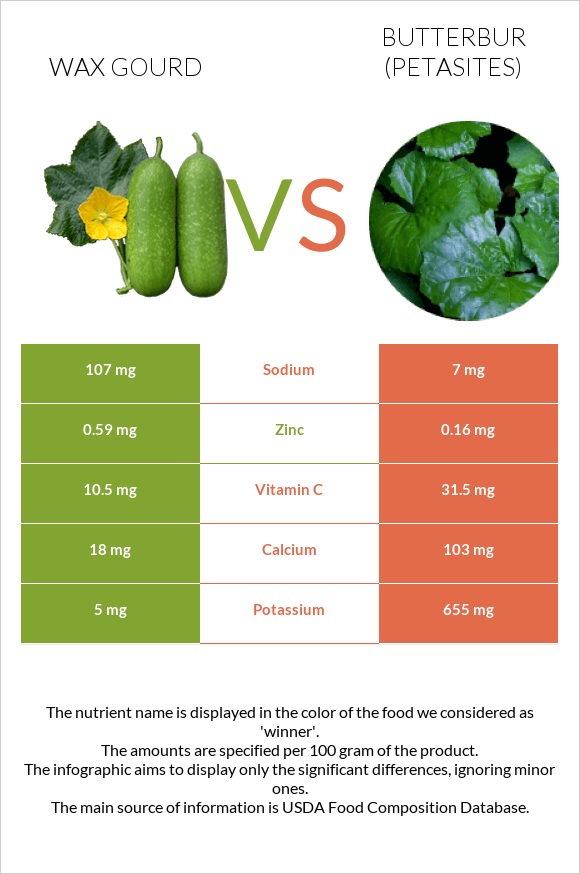 Wax gourd vs Butterbur infographic