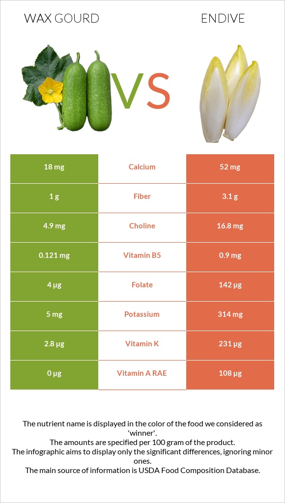 Wax gourd vs Endive infographic