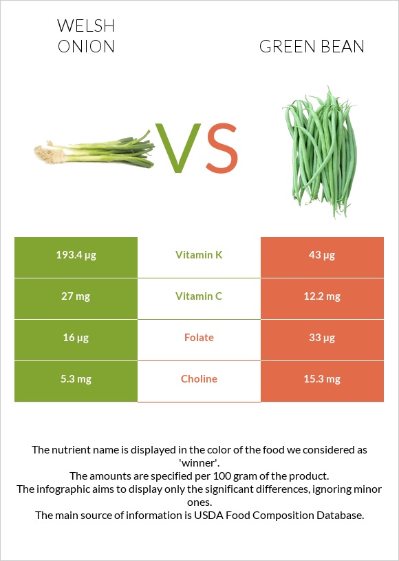 Welsh onion vs Green bean infographic