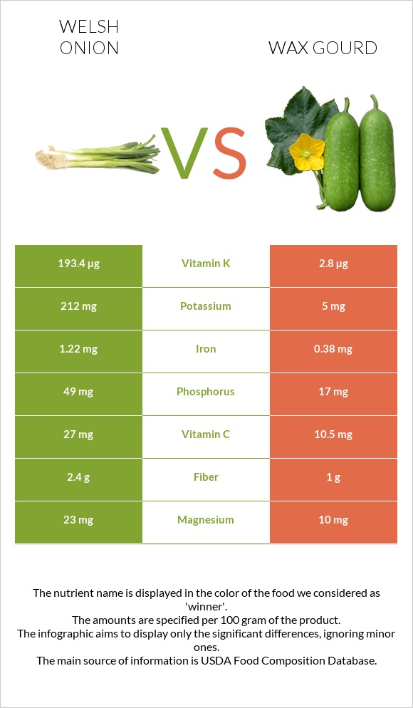 Welsh onion vs Wax gourd infographic