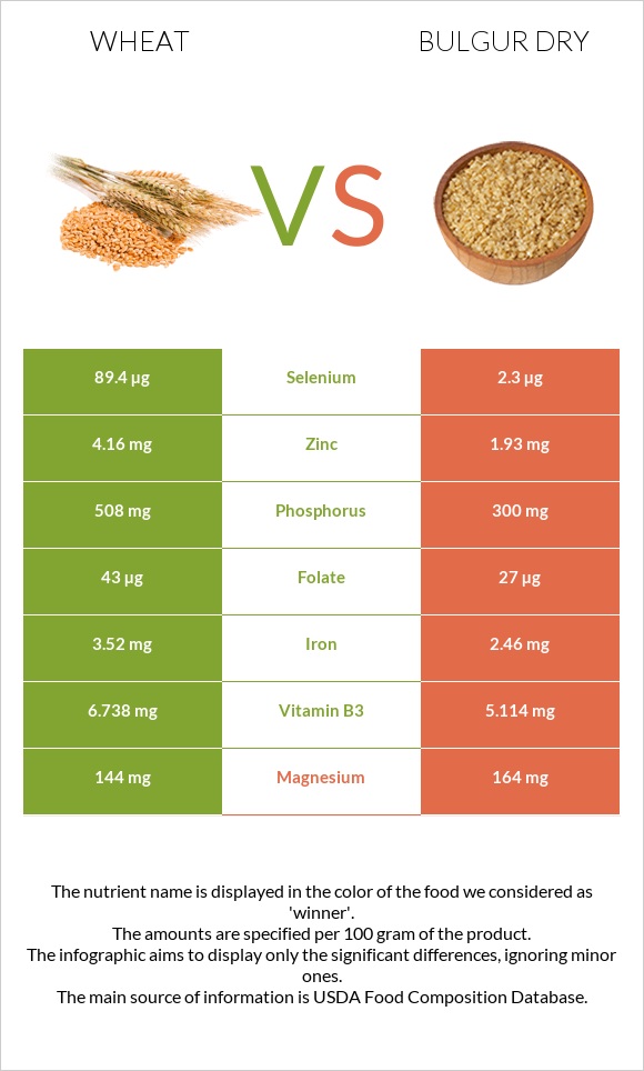 Wheat  vs Bulgur dry infographic