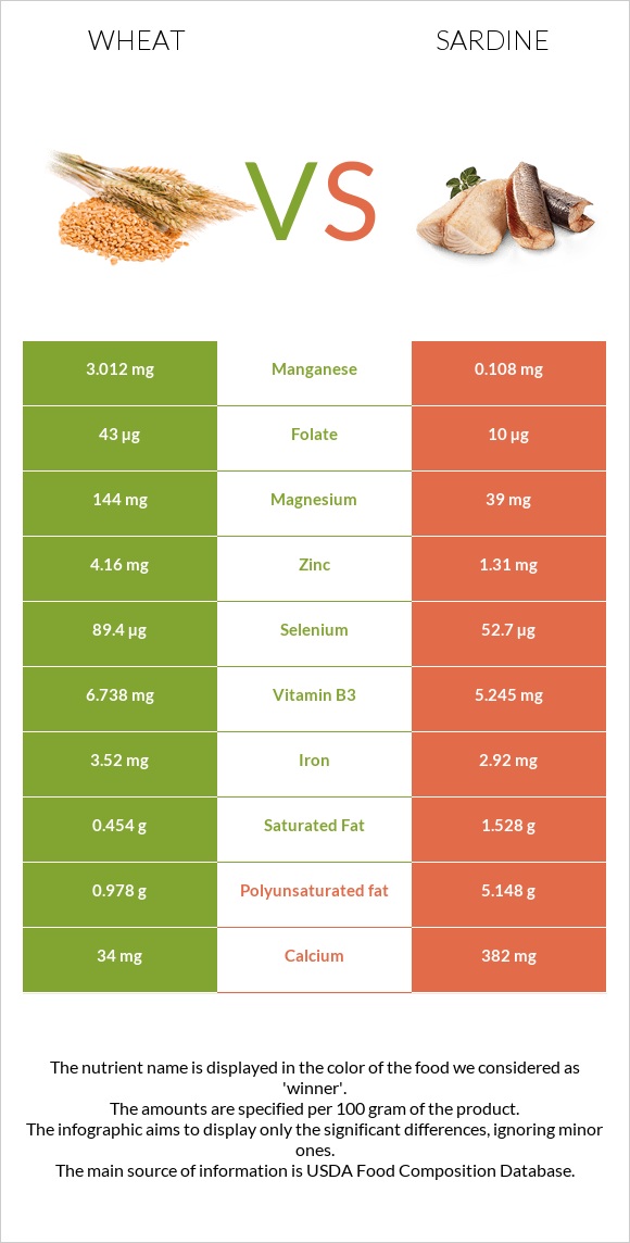 Wheat  vs Sardine infographic