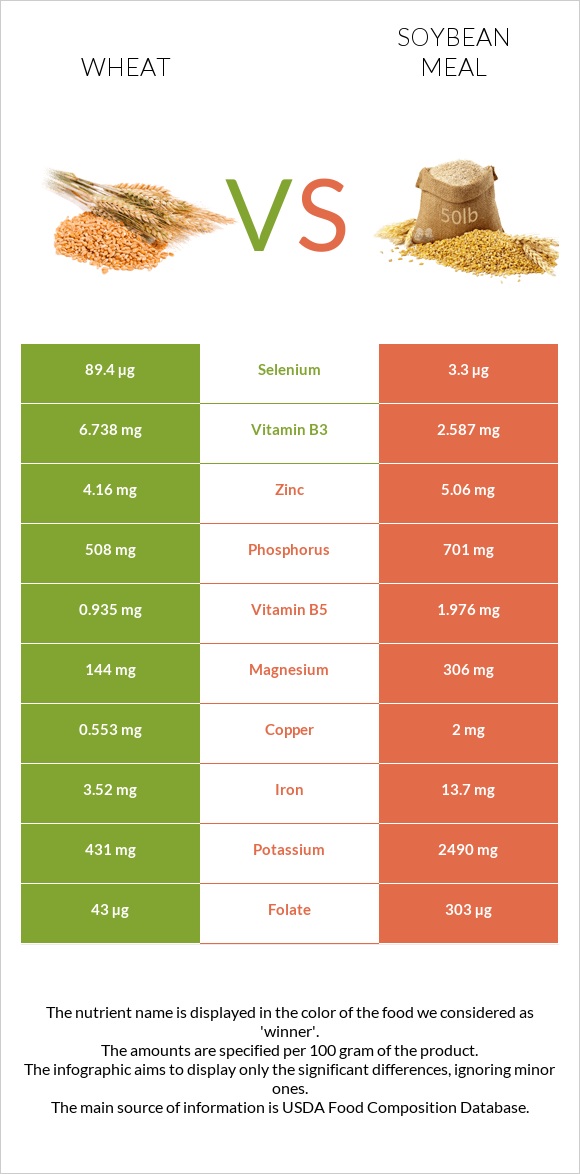 Wheat  vs Soybean meal infographic