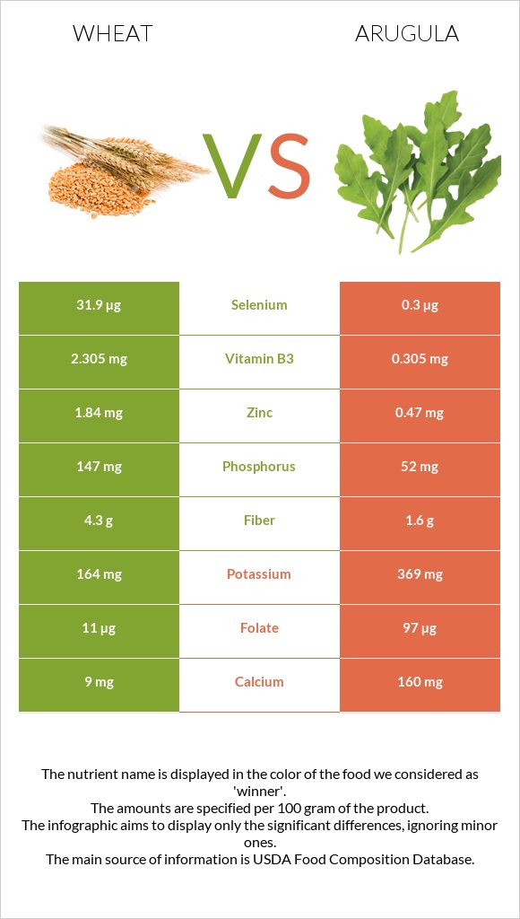 Wheat vs Arugula infographic