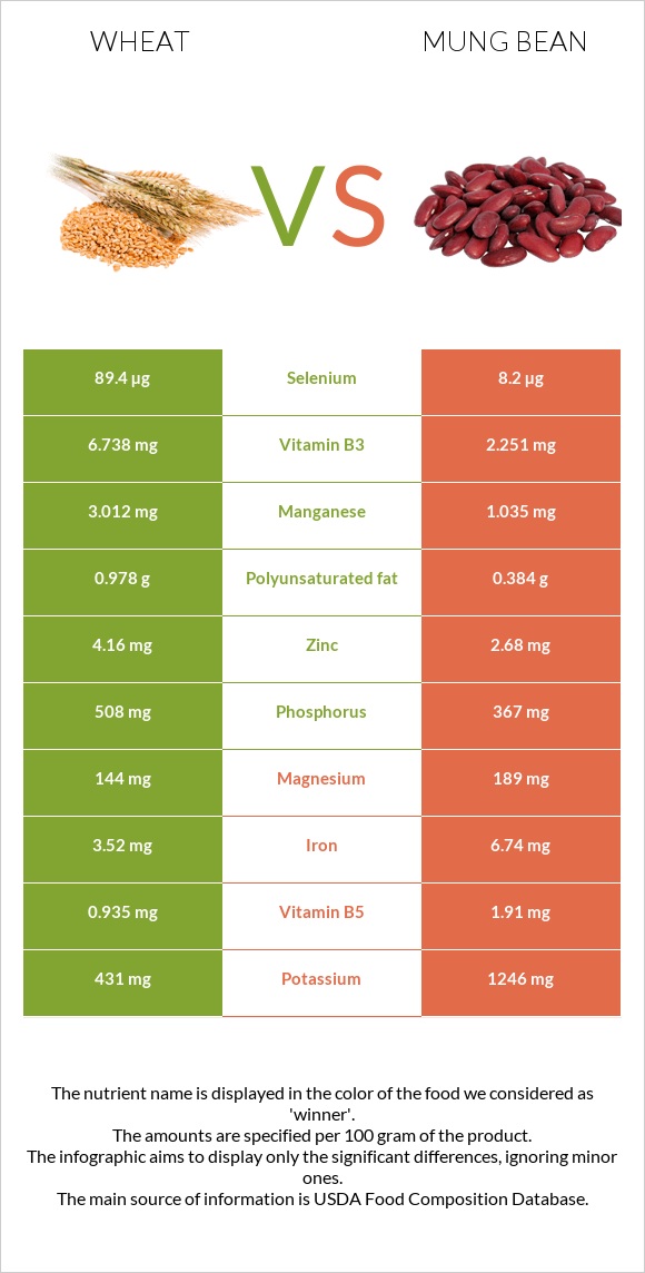 Wheat vs Mung bean infographic
