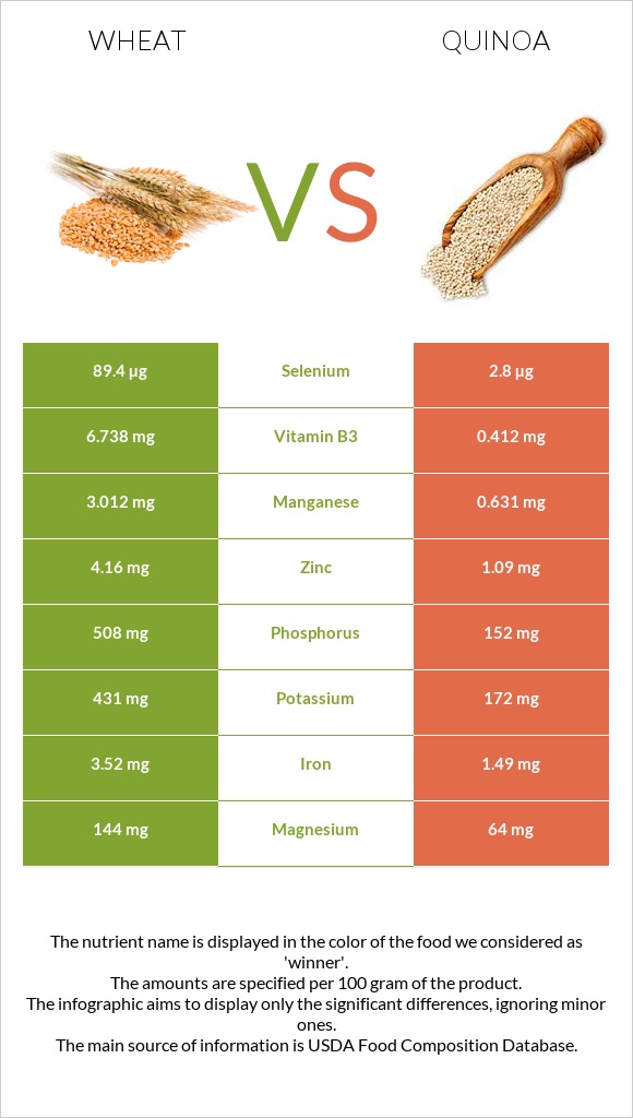 Wheat vs Quinoa infographic