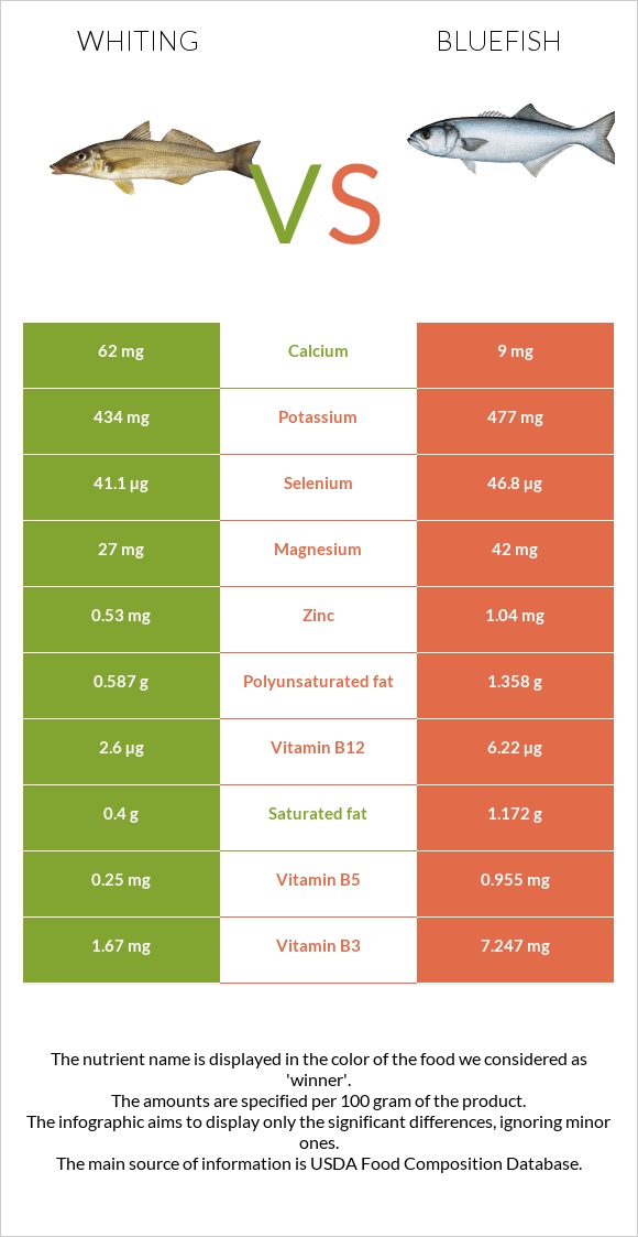 Whiting vs Bluefish infographic