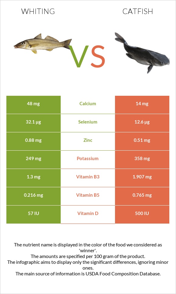 Whiting vs Catfish infographic