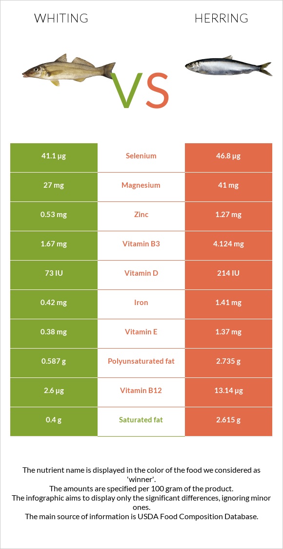 Whiting vs Herring infographic