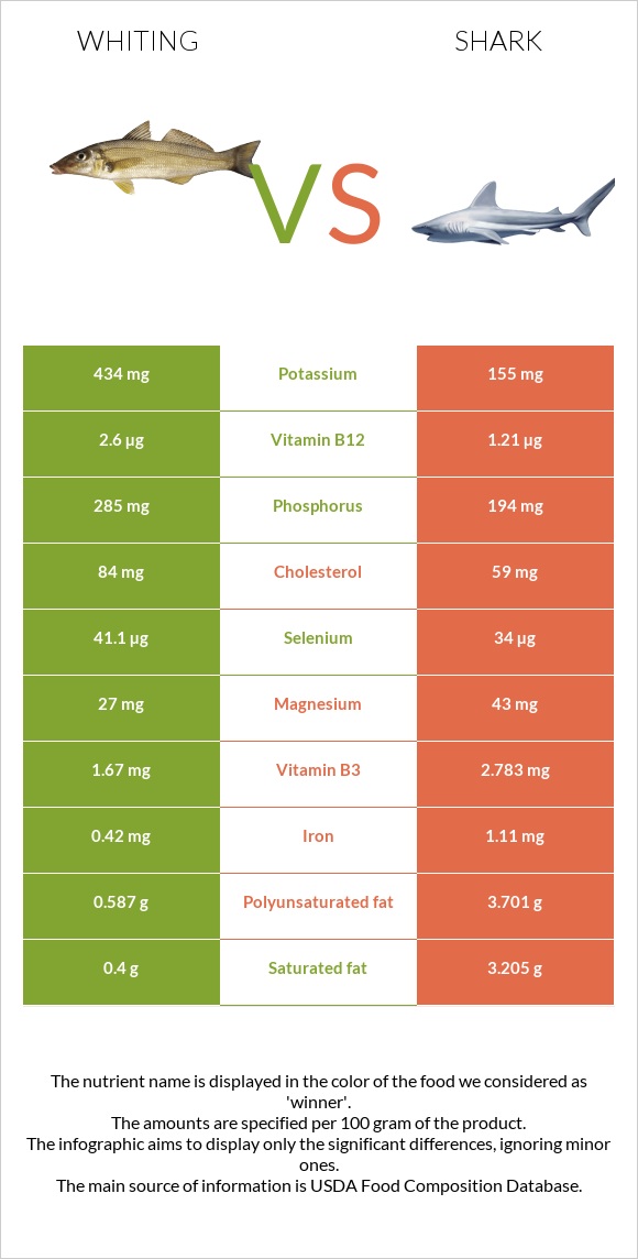 Whiting vs Shark infographic