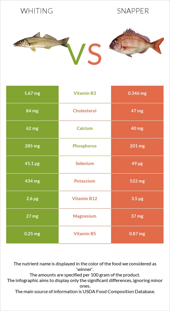 Whiting vs Snapper infographic