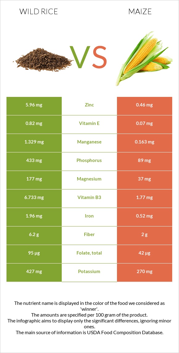 Wild rice vs Maize infographic