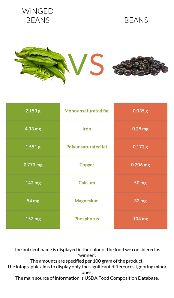 Winged beans vs Bean infographic