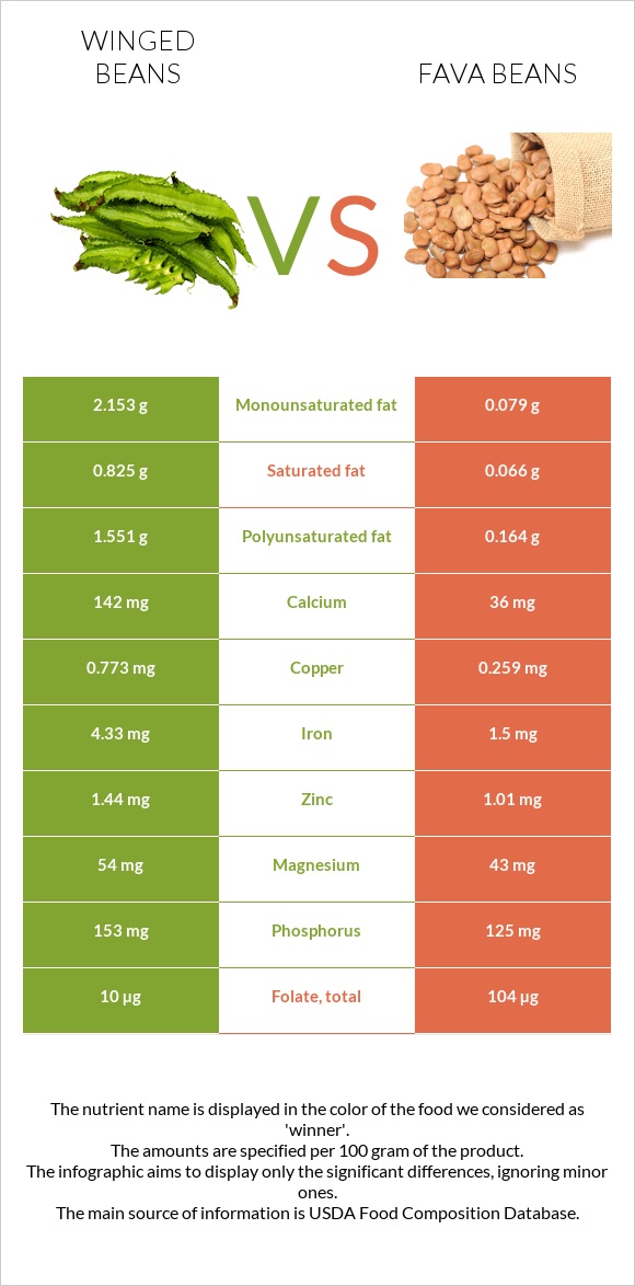 Winged beans vs Fava beans infographic