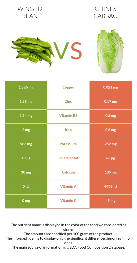 Թևաոր լոբի vs Չինական կաղամբ infographic